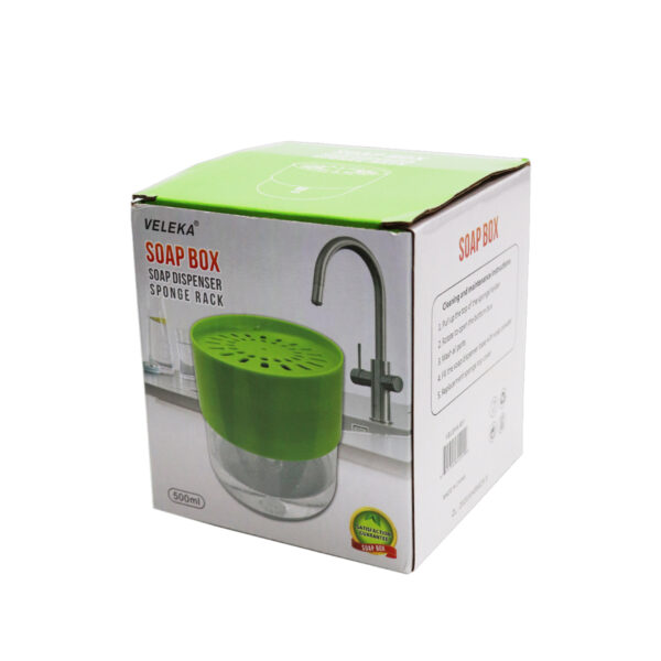 Veleka Soap Box Dispenser & Sponge Rack 500ML
