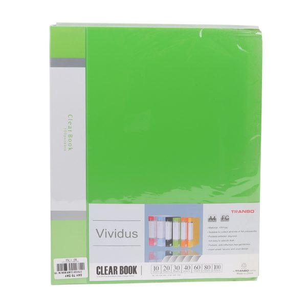 Clear File Book - Green 100 Pockets