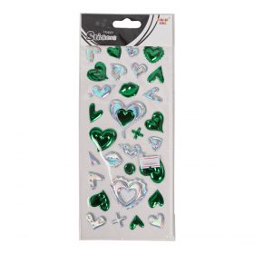 Hearts Stickers - Green & Silver