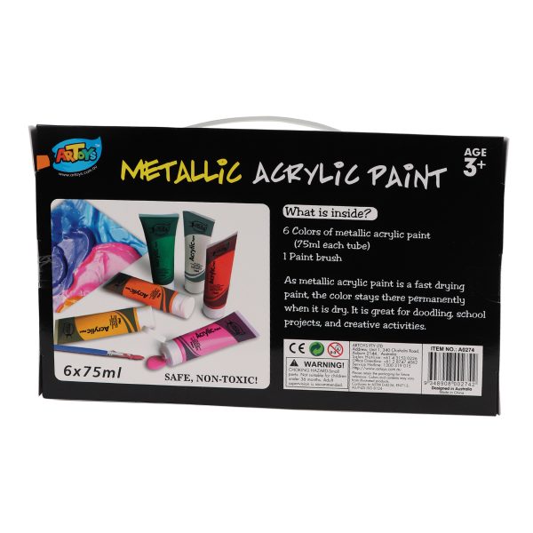 Metallic Acrylic Paint 6 X 75ML - Image 2