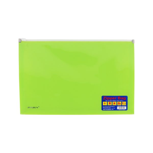 A4 Clear Zipper File - Green