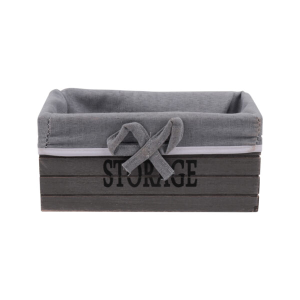 Grey Wooden Storage Basket - Small