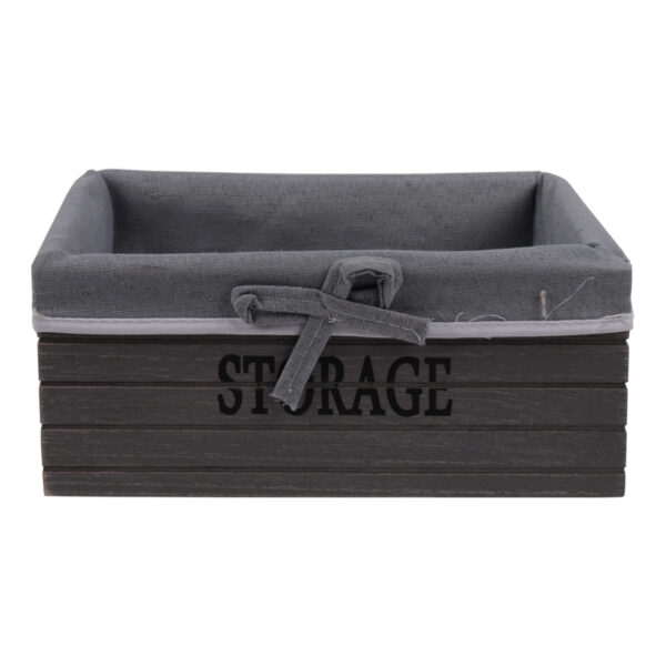 Grey Wooden Storage Basket - Medium