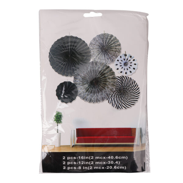 Party Paper Fans Black 6PCS