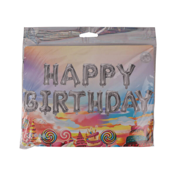 Silver Happy Birthday Balloon