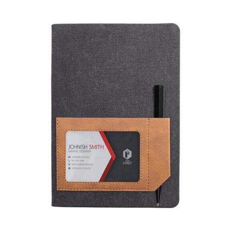 ADANA-Santhome-Recycled-Canvas-A5-Hard-Cover-Notebook-with-PU-Pocket-Black