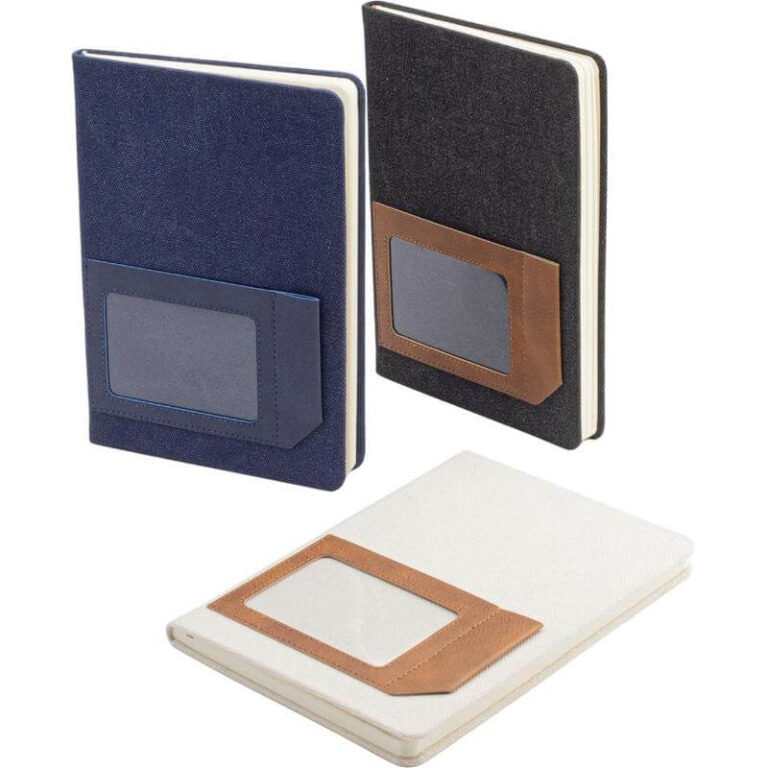 ADANA-Santhome-Recycled-Canvas-A5-Hard-Cover-Notebook-with-PU-Pocket-Navy