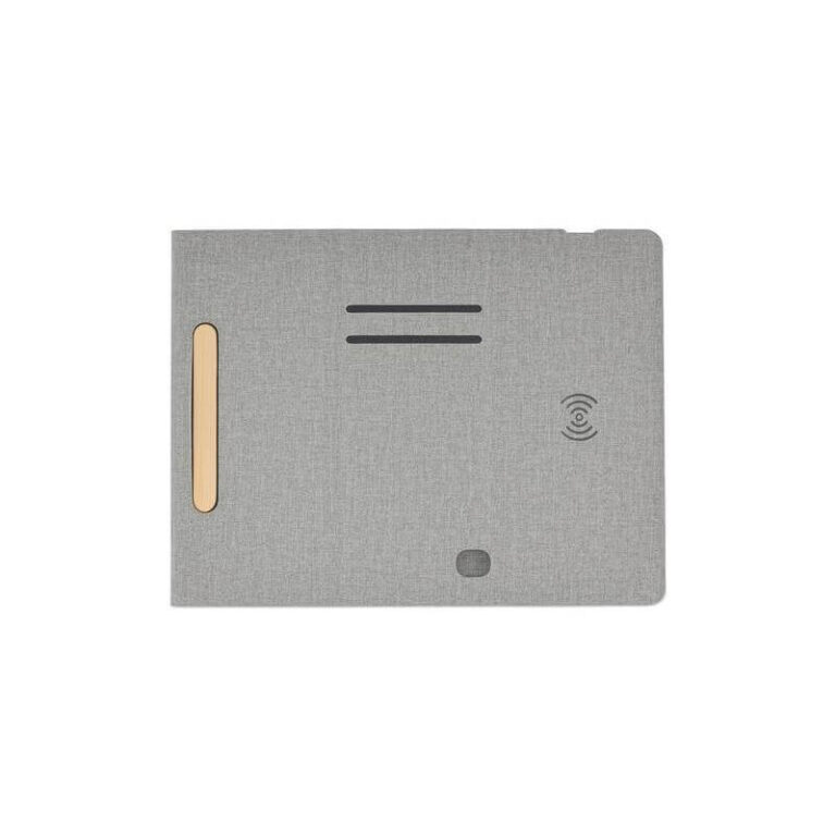 BLACE-@memorii-Recycled-PU-Mouse-Pad-with-Wireless-Charger-Mobile-Stand-Grey