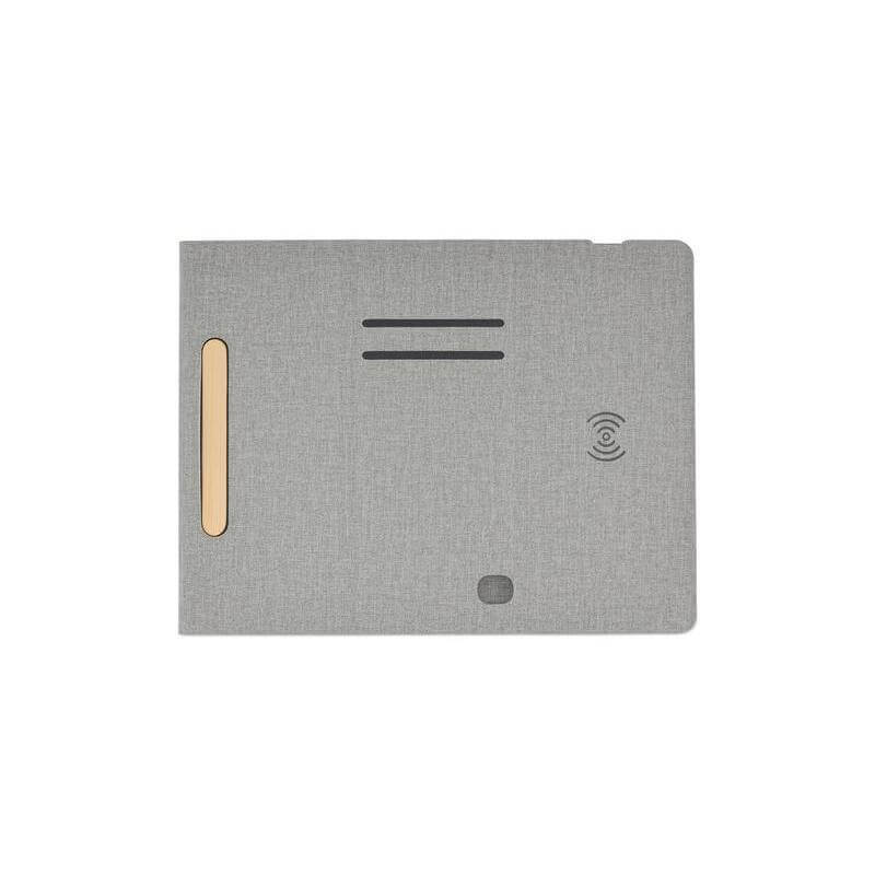 BLACE-@memorii-Recycled-PU-Mouse-Pad-with-Wireless-Charger-Mobile-Stand-Grey