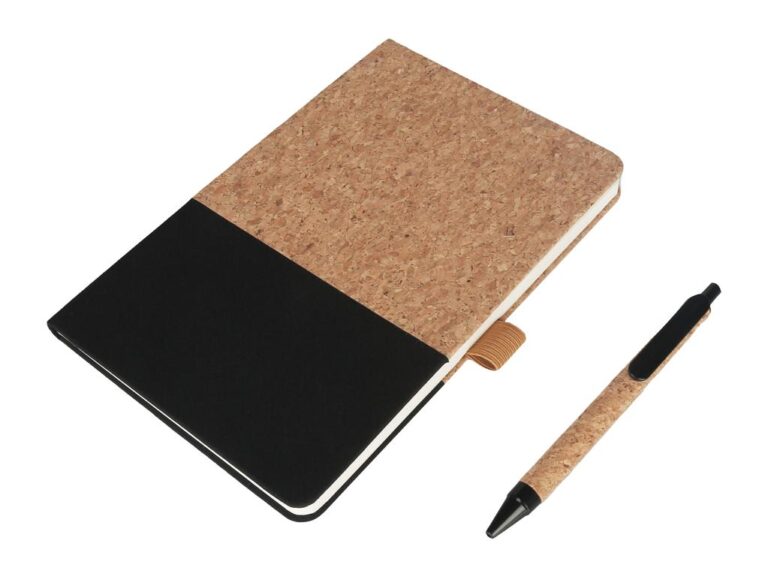 BORSA-eco-neutral-A5-Cork-Fabric-Hard-Cover-Notebook-and-Pen-Set-Black-1