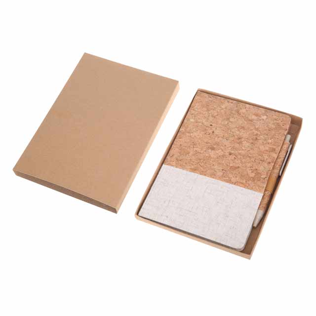 BORSA-eco-neutral-set-of-A5-Cork-Fabric-Hard-Cover-Notebook-and-Pen