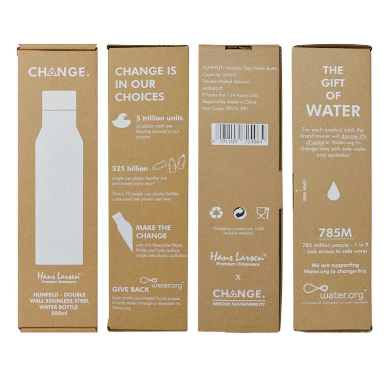 HUNFELD - CHANGE Collection SS Double Wall Water Bottle - White - Image 3
