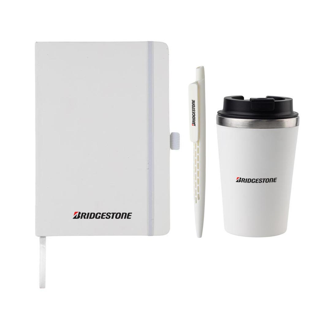 KOKSI - Giftology Set of Double Walled Tumbler, A5 Notebook and Pen - White - Image 8