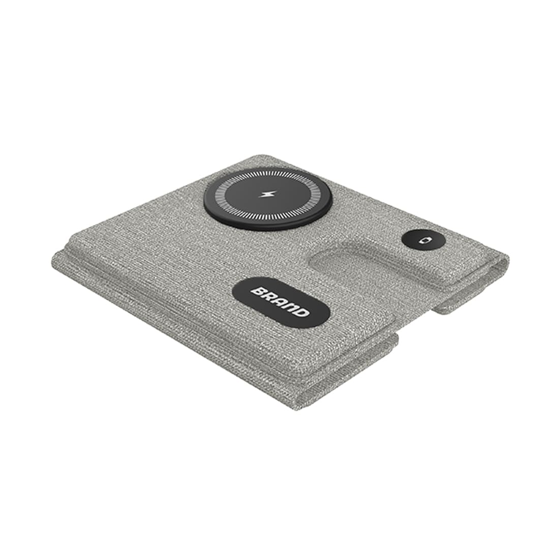 PLANA - CHANGE ZERO Recycled 3-in-1 Wireless Charger Station - Grey - الصورة 3