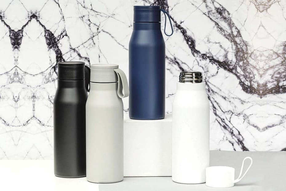 R-NEBRA - CHANGE Collection Recycled Stainless Steel Vacuum Bottle with Loop - Navy Blue - Image 6