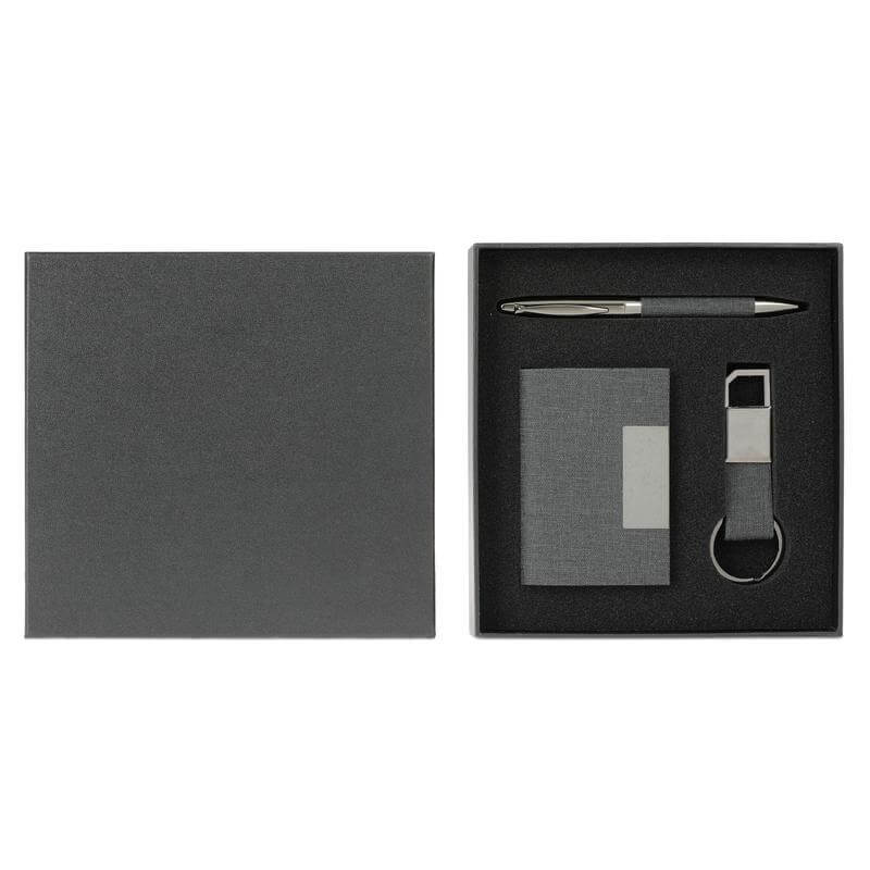 SILVAN-Giftology-Gift-Set-Card-Holder-Key-Chain-and-Pen-Black